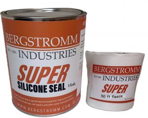 White Super Silicone Seal Leak Repair 1 Gal + 50 ft Poly Fleece