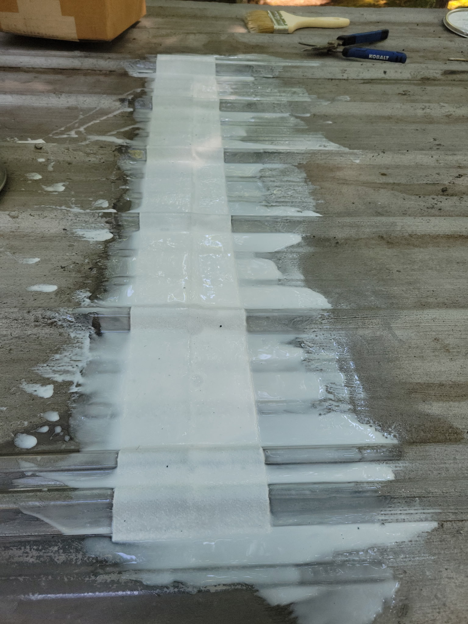 Customer-supplied photo accompanying a question about runny Super Silicone Seal on fleece