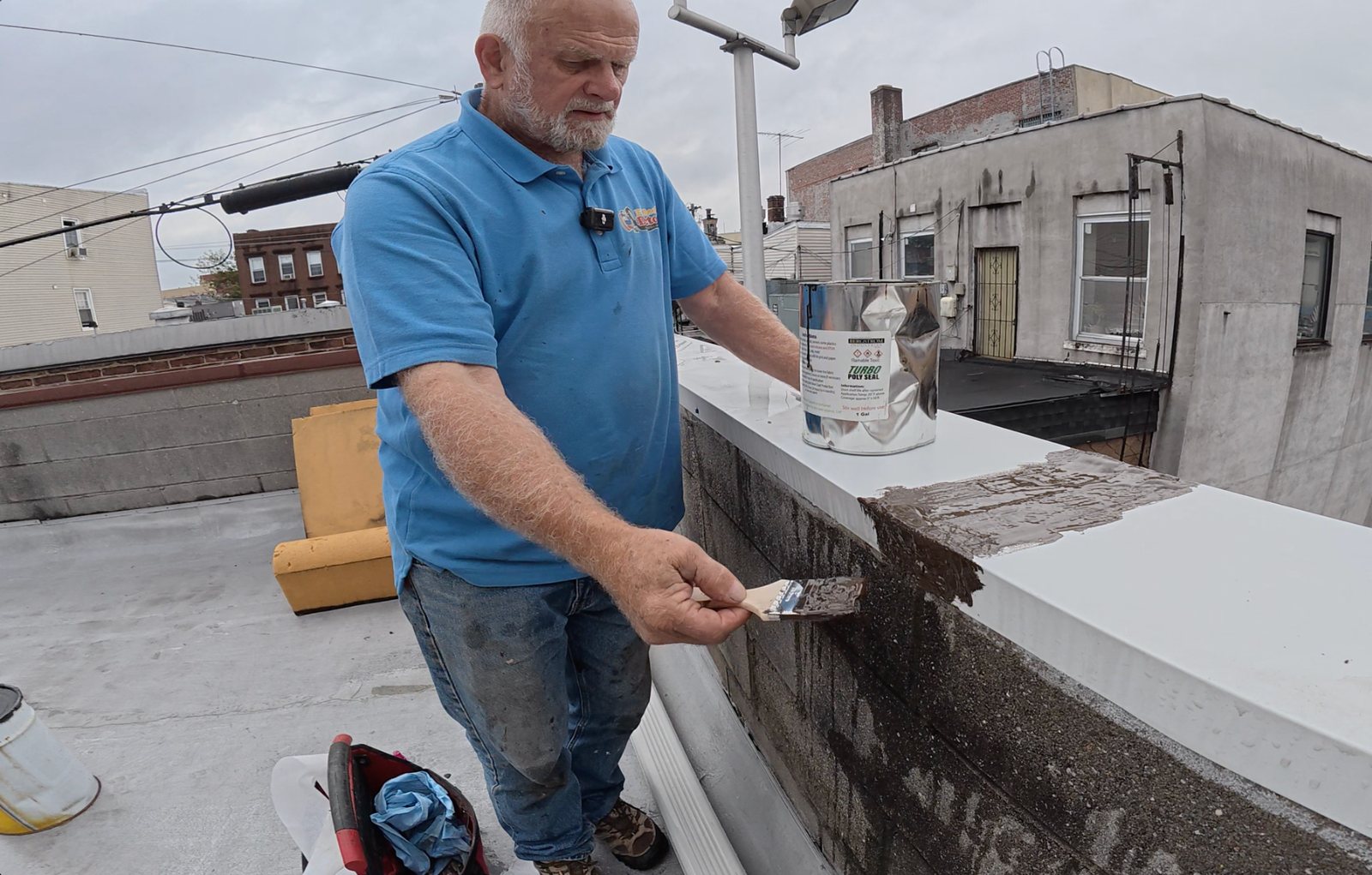 Parapet wall cap joint repair with Turbo Poly Seal — After Turbo Poly Seal application