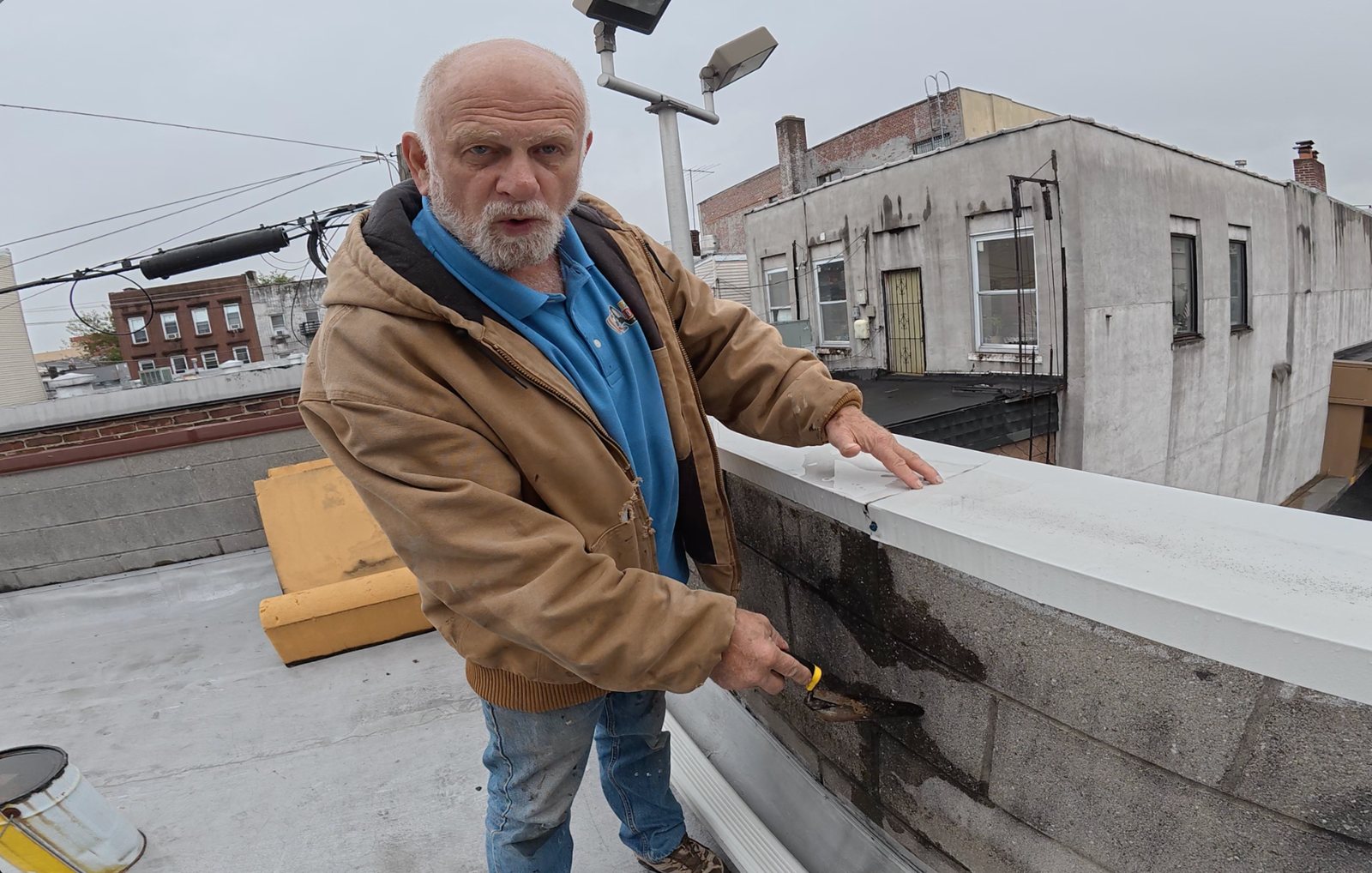 Parapet wall cap joint repair with Turbo Poly Seal — Before repair