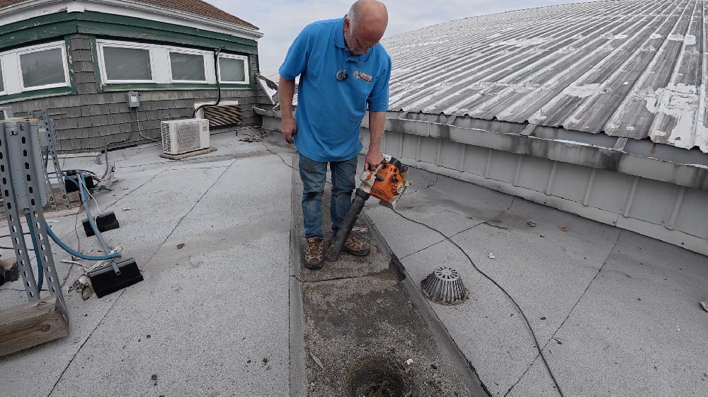 Clean seam from debris and make sure it is dry