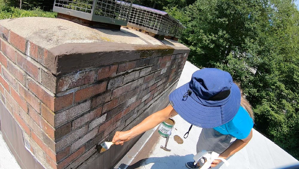 Brush 1st coat of Turbo Poly Seal over crack and covering 2" on either side of the crack